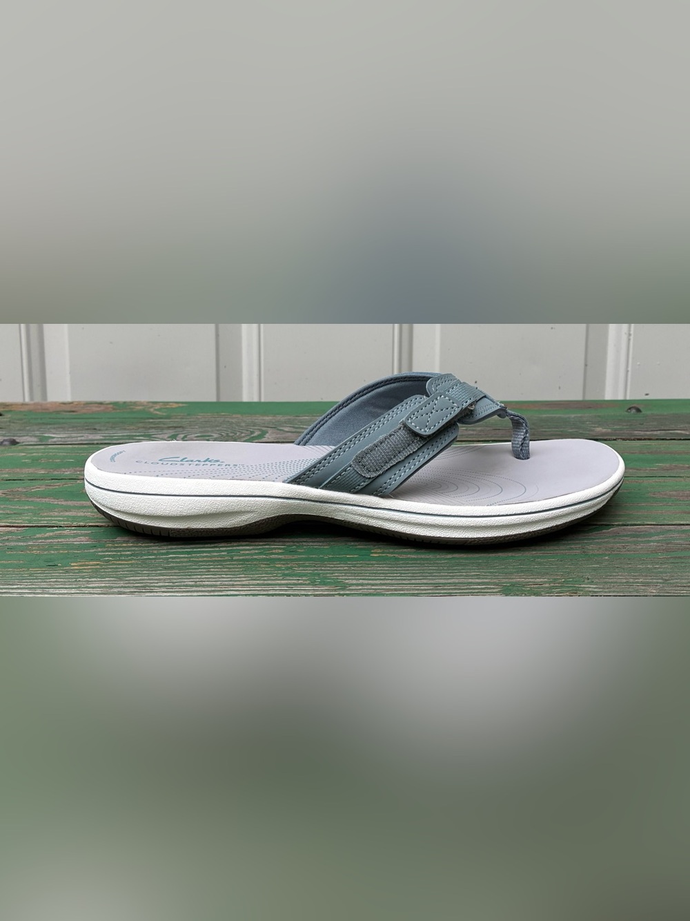 Clarks Cloudsteppers Womens Sz 10 Breeze Sea Blue Gray Flip Flop Sandals - Picture 11 of 15